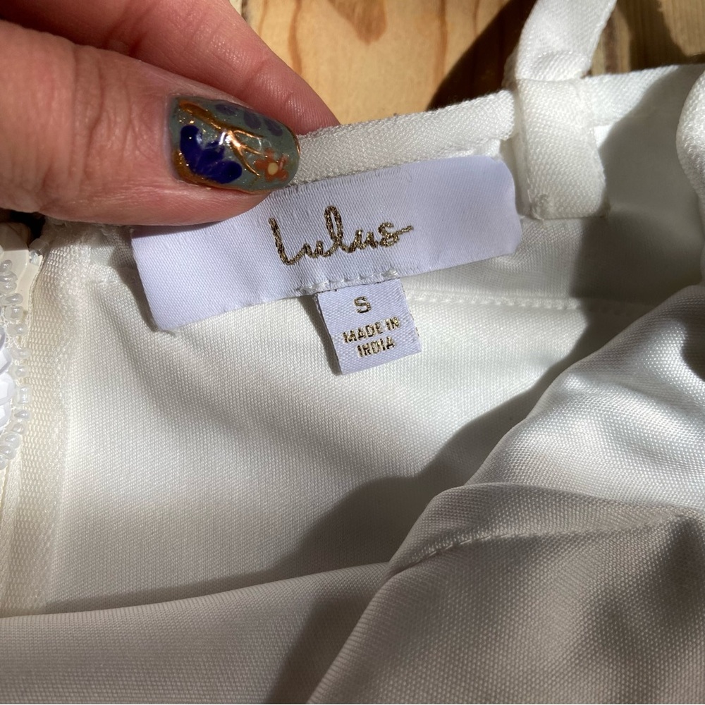 NWOT Lulus Stunning Vow White Beaded Sequin Maxi Dress - Picture 13 of 14
